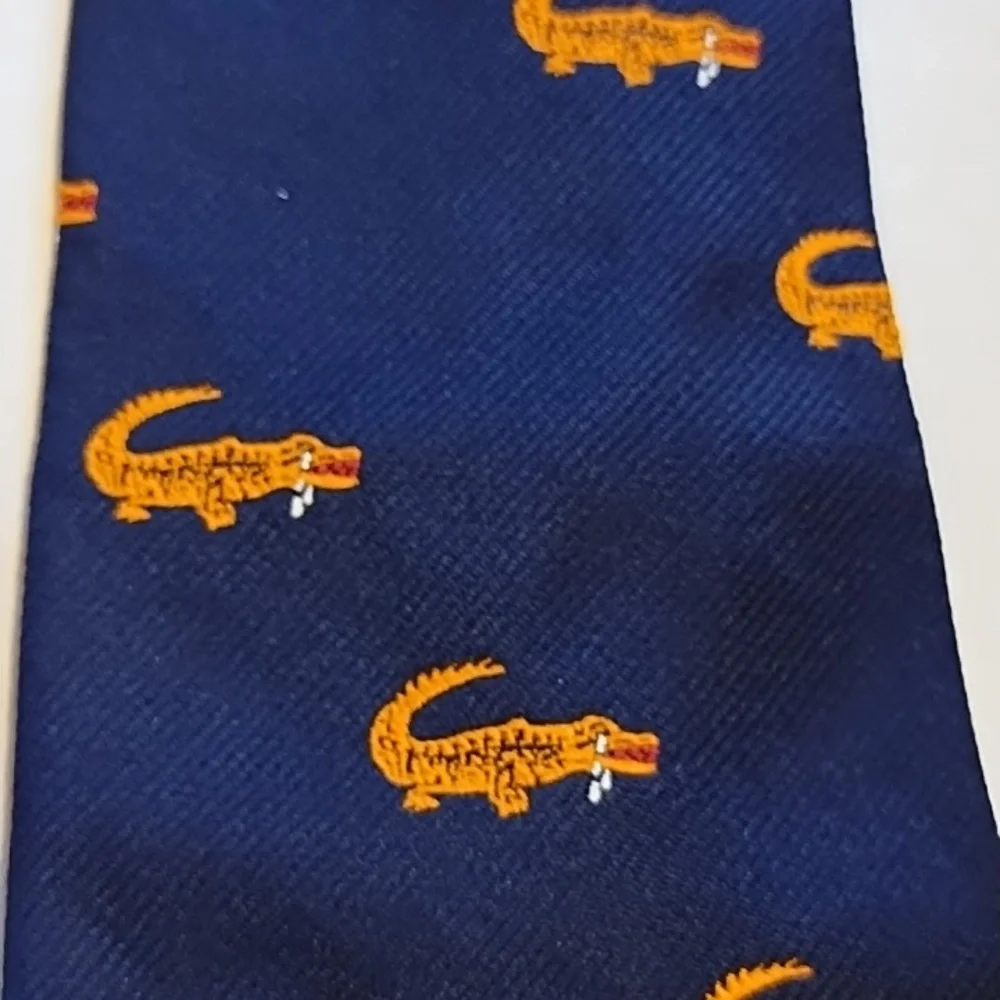 Navy & Orange Alligator Tie - Picture 8 of 10